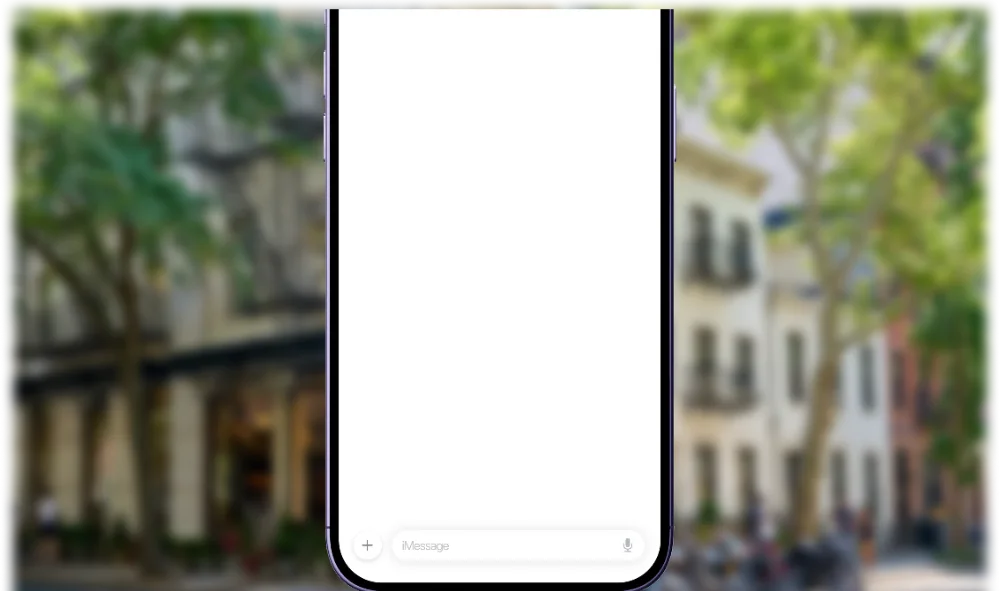 Cleo’s thread open in iMessage on a city street